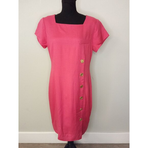 Jones New York Women's Pink Midi Dress Size 10 Petite - Picture 1 of 5